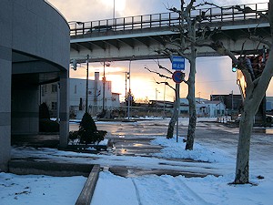 函館、冬の夕方 